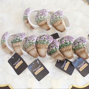 Pfaltzgraff Purple Floral Basket Napkin Rings 10